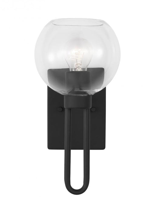 Visual Comfort & Co. Studio Collection Codyn contemporary 1-light indoor dimmable bath vanity wall sconce in midnight black finish with cle