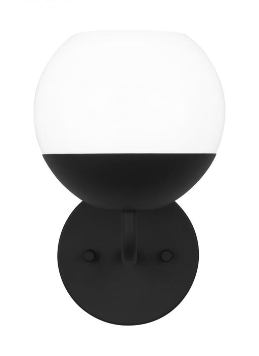 Visual Comfort & Co. Studio Collection Alvin modern LED 1-light indoor dimmable bath wall sconce in midnight black finish with white milk g