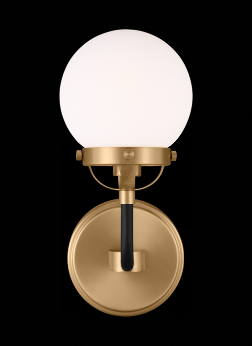 Visual Comfort & Co. Studio Collection Cafe mid-century modern 1-light LED indoor dimmable bath vanity wall sconce in satin brass gold fini
