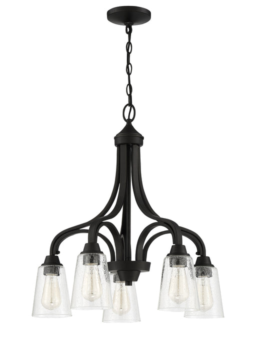Craftmade Grace 5 Light Down Chandelier in Espresso (Clear Seeded Glass)