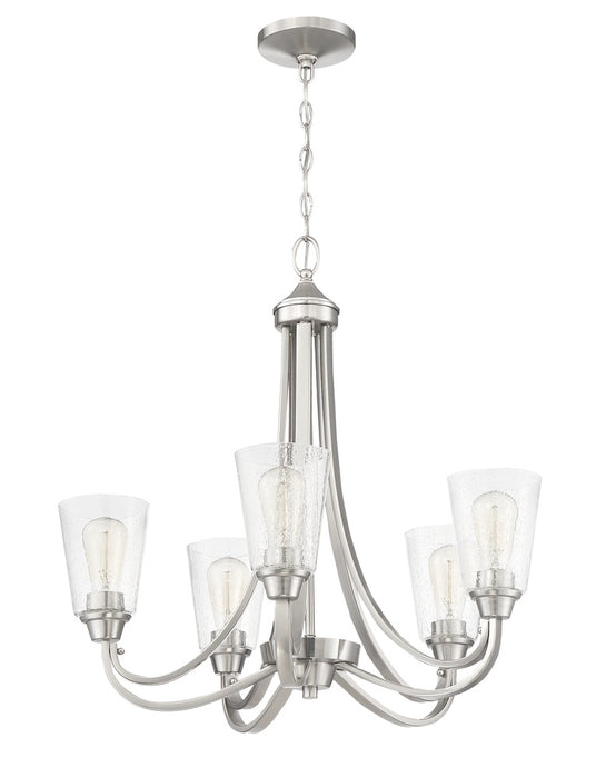 Craftmade Grace 5 Light Chandelier in Brushed Polished Nickel (Clear Seeded Glass)