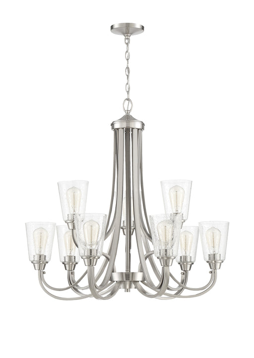 Craftmade Grace 9 Light Chandelier in Brushed Polished Nickel (Clear Seeded Glass)