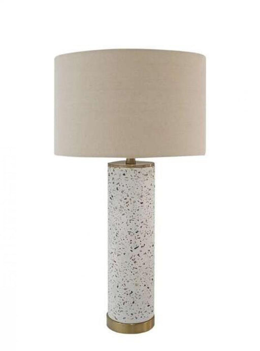 Craftmade 1 Light Metal/Concrete Base Table Lamp in White Terrazo/Antique Brass