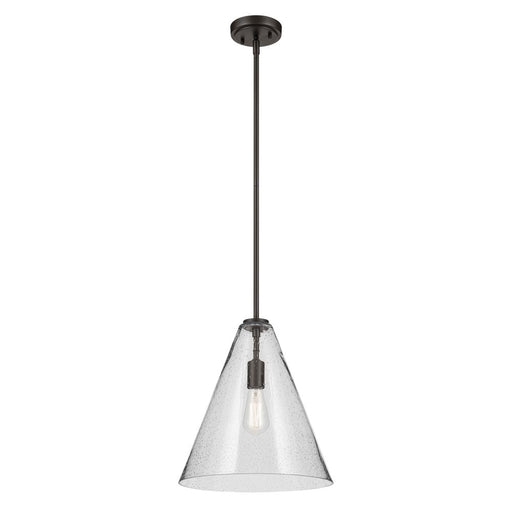 Kichler Everly 15.5" 1-Light Cone Pendant with Clear Seeded Glass in Olde Bronze