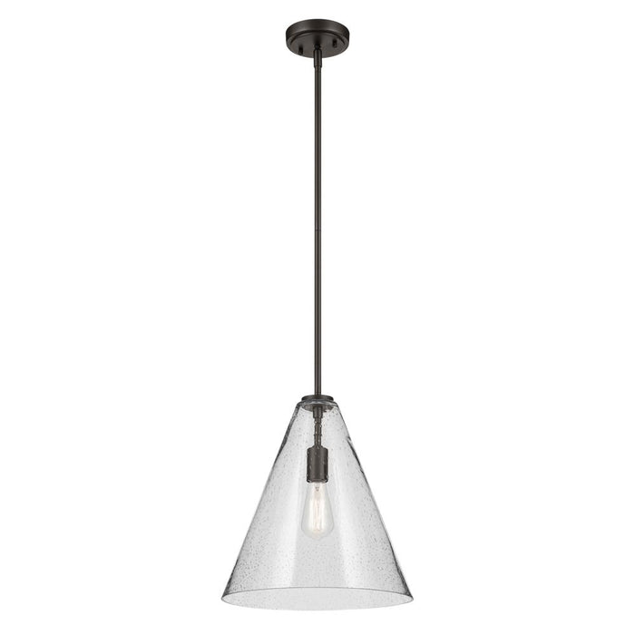 Kichler Everly 15.5" 1-Light Cone Pendant with Clear Seeded Glass in Olde Bronze