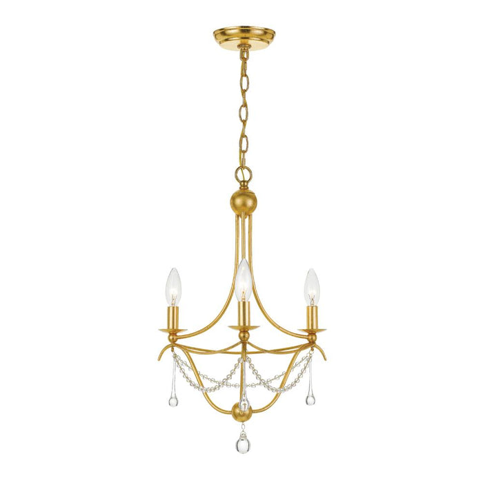 Crystorama Metro 3 Light Antique Gold Mini Chandelier