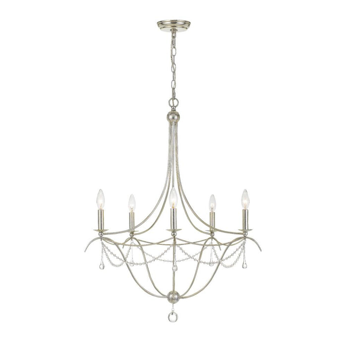 Crystorama Metro 5 Light Crystal Beads Antique Silver Chandelier