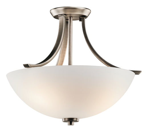 Kichler Granby 17.25" 3 Light Semi Flush with Satin Etched Cased Opal Glass in Brushed Pewter