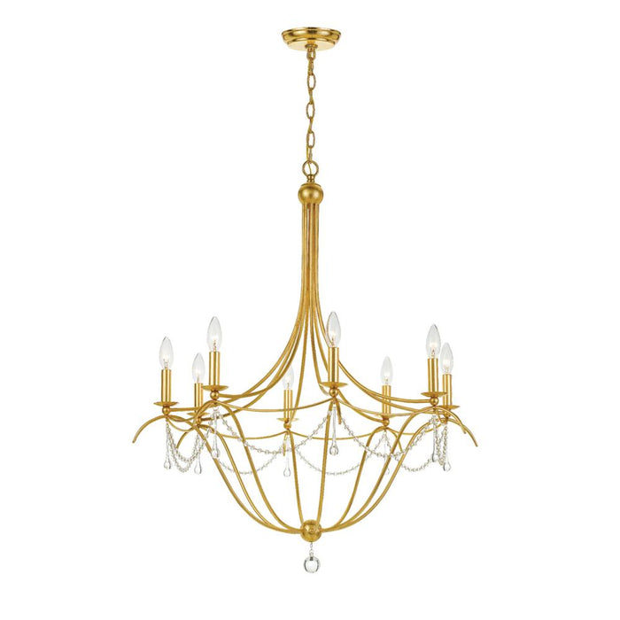Crystorama Metro 8 Light Crystal Beads Antique Gold Chandelier