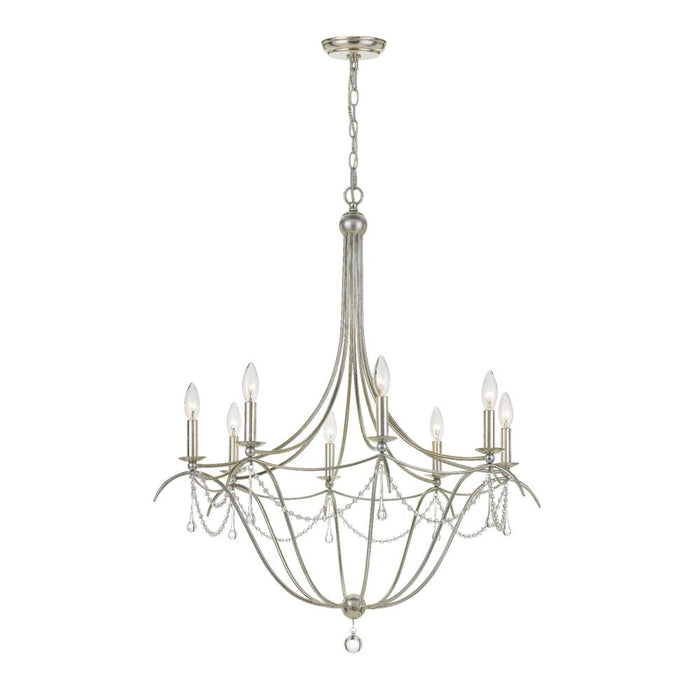 Crystorama Metro 8 Light Crystal Beads Antique Silver Chandelier