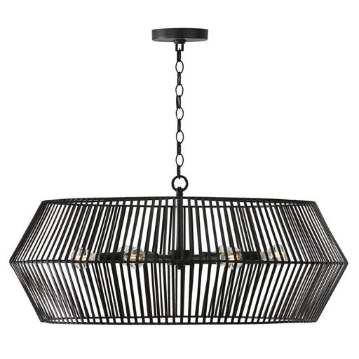 6-light Angular Metal Chandelier In Matte Black | 430361MB
