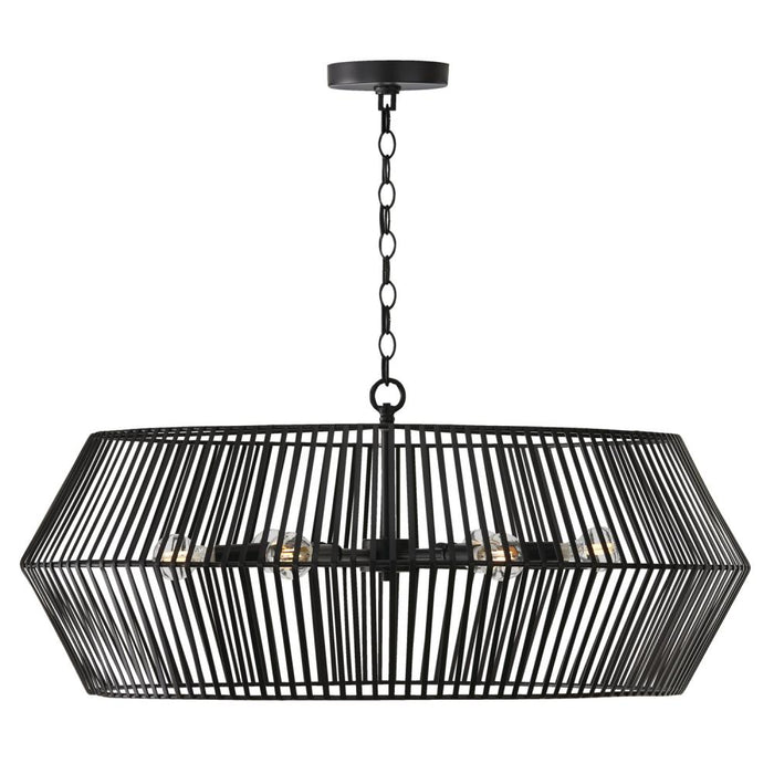 6-light Angular Metal Chandelier In Matte Black | 430361MB