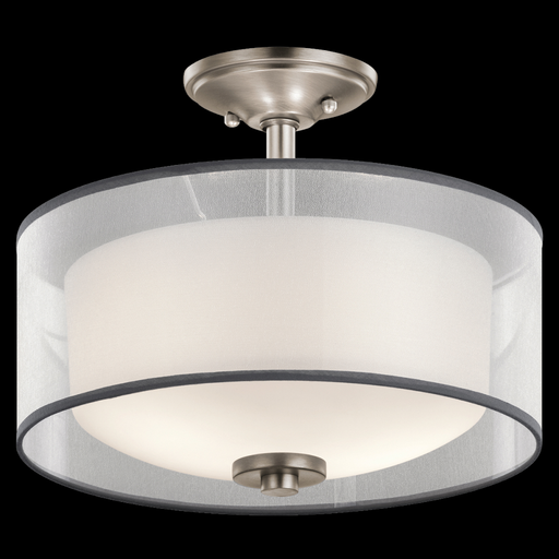 Kichler Tallie 13.5" 2 Light Semi Flush with Satin Etched White Inner Diffuser and White Translucent Org