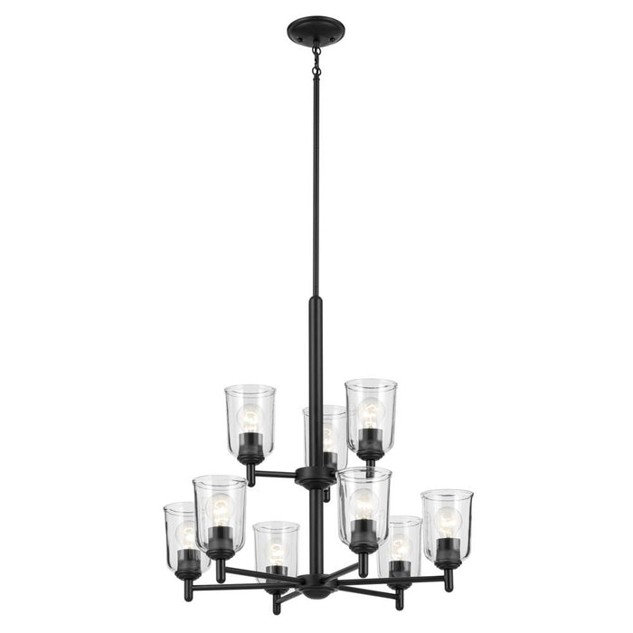 Kichler Shailene 26.5" 9-Light 2-Tier Chandelier with Clear Glass in Black