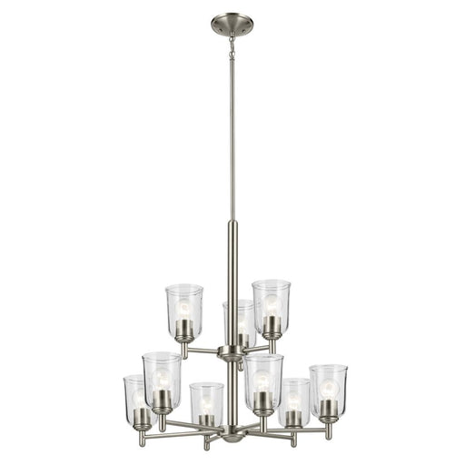 Kichler Shailene 26.5" 9-Light 2-Tier Chandelier with Clear Glass in Brushed Nickel