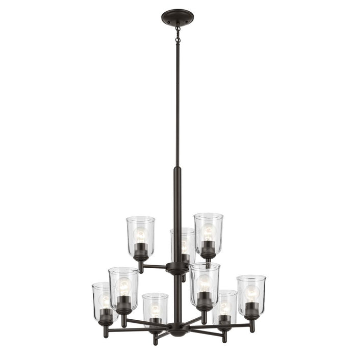 Kichler Shailene 26.5" 9-Light 2-Tier Chandelier with Clear Glass in Olde Bronze