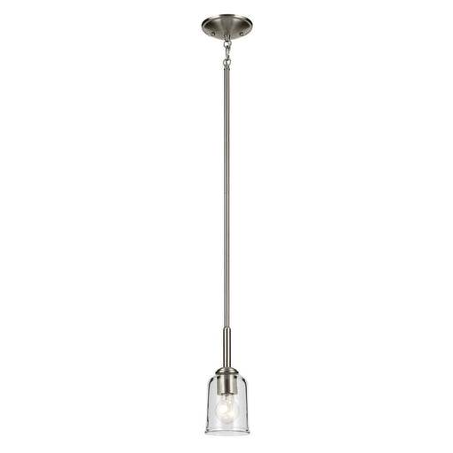 Kichler Shailene 11.25" 1-Light Mini Bell Pendant with Clear Glass in Brushed Nickel