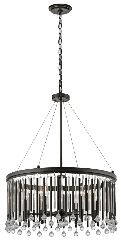 Kichler Piper 24" 6 Light Round Chandelier with Alternating Clear Glass and Espresso Metal Rods with Cle