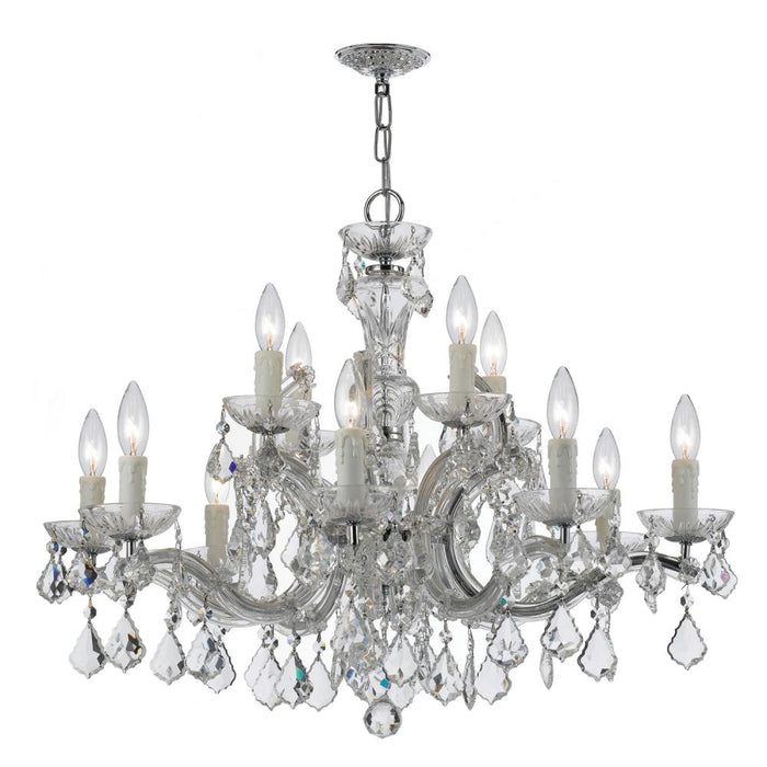 Crystorama Maria Theresa 12 Light Clear Italian Crystal Polished Chrome Chandelier