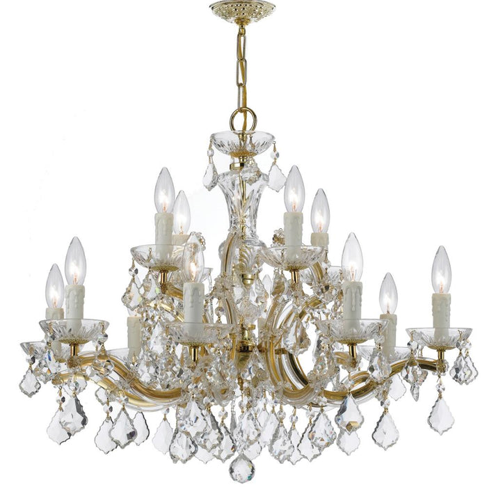 Crystorama Maria Theresa 12 Light Hand Cut Crystal Gold Chandelier