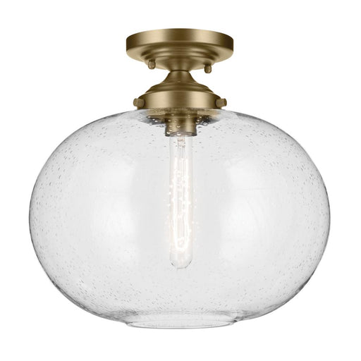 Kichler Avery 14.5" 1-Light Flush Mount with Clear Seeded Glass in Natural Brass