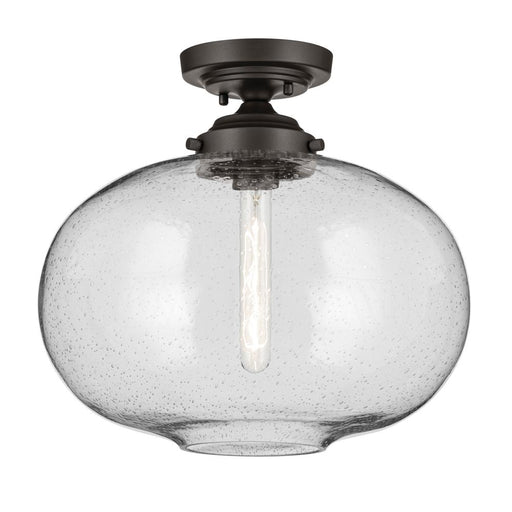 Kichler Avery 14.5" 1-Light Flush Mount with Clear Seeded Glass in Olde Bronze