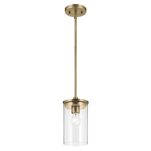 Kichler Crosby 10.75" 1-Light Mini Pendant with Clear Glass in Natural Brass