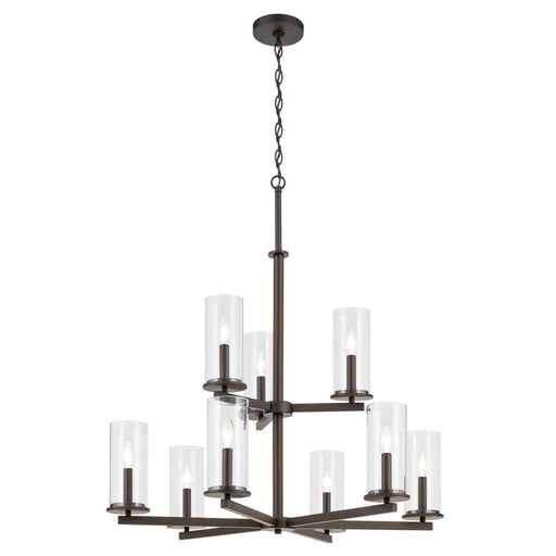 Kichler Crosby 32.5" 9-Light 2-Tier Chandelier with Clear Glass in Olde Bronze