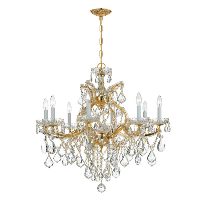 Crystorama Maria Theresa 9 Light Hand Cut Crystal Gold Chandelier