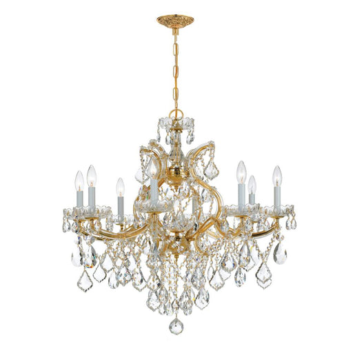 Crystorama Maria Theresa 9 Light Swarovski Strass Crystal Gold Chandelier