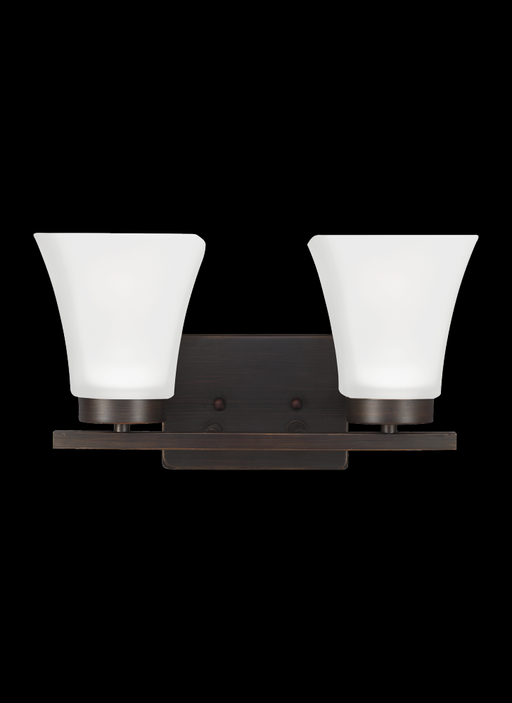 Generation Lighting Bayfield contemporary 2-light indoor dimmable bath vanity wall sconce in bronze finish with satin et
