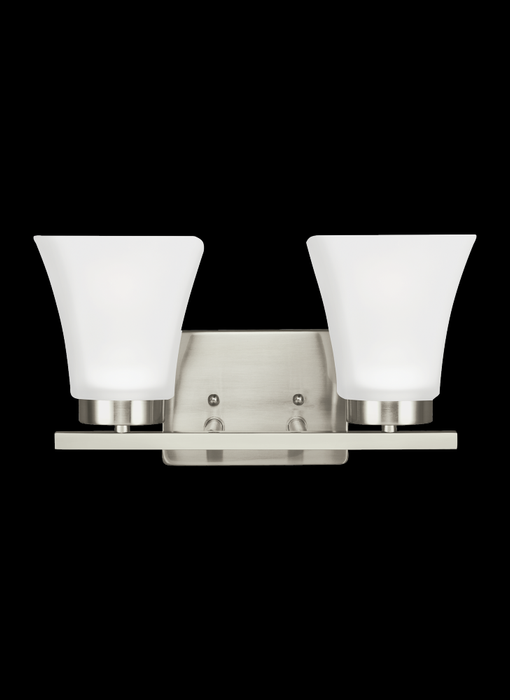 Generation Lighting Bayfield contemporary 2-light indoor dimmable bath vanity wall sconce in brushed nickel silver finis | 4411602-962