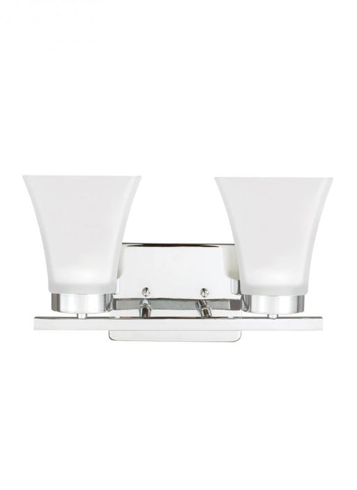 Generation Lighting Bayfield contemporary 2-light LED indoor dimmable bath vanity wall sconce in chrome silver finish wi