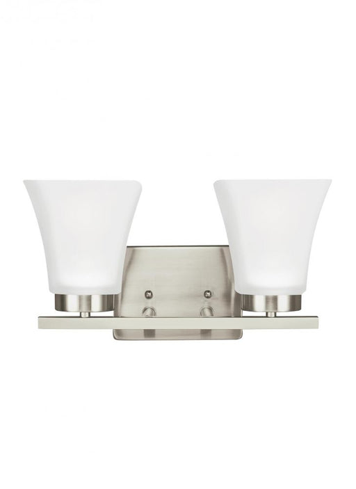 Generation Lighting Bayfield contemporary 2-light LED indoor dimmable bath vanity wall sconce in brushed nickel silver f