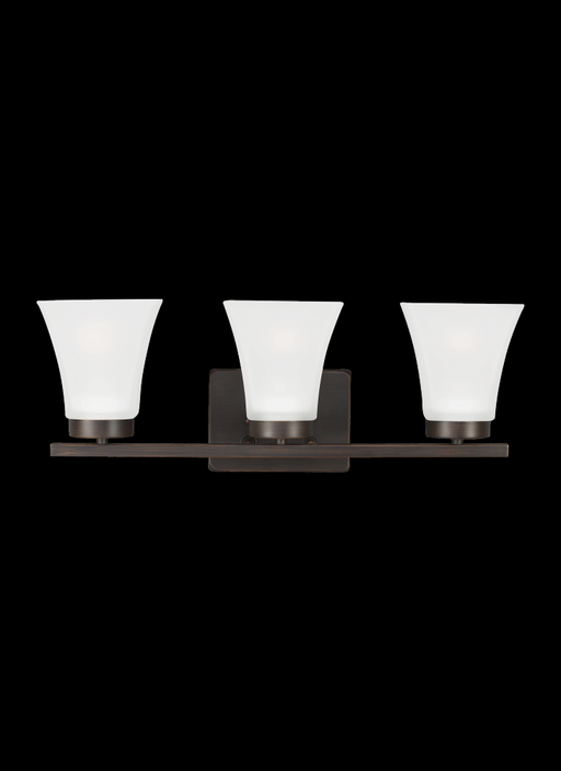 Generation Lighting Bayfield contemporary 3-light indoor dimmable bath vanity wall sconce in bronze finish with satin et
