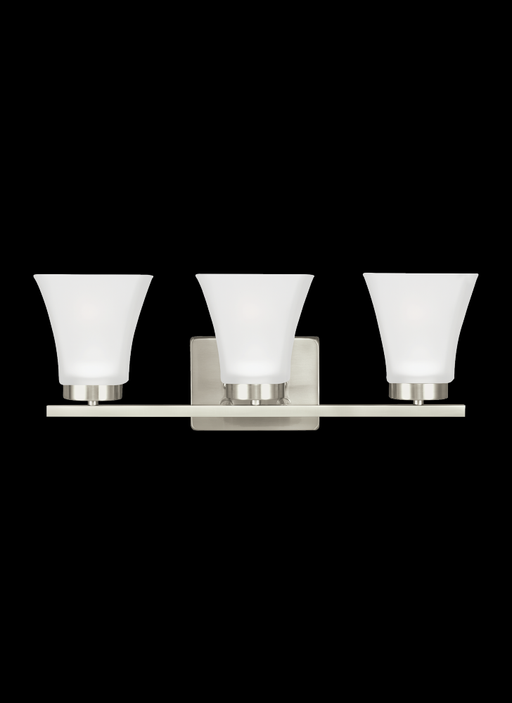 Generation Lighting Bayfield contemporary 3-light indoor dimmable bath vanity wall sconce in brushed nickel silver finis