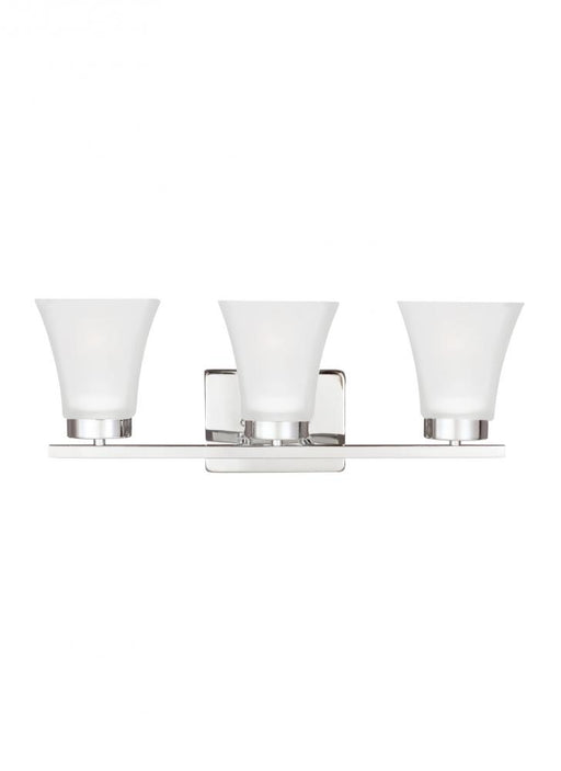 Generation Lighting Bayfield contemporary 3-light LED indoor dimmable bath vanity wall sconce in chrome silver finish wi