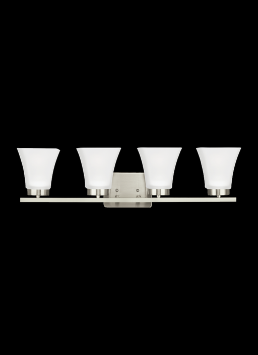 Generation Lighting Bayfield contemporary 4-light indoor dimmable bath vanity wall sconce in brushed nickel silver finis