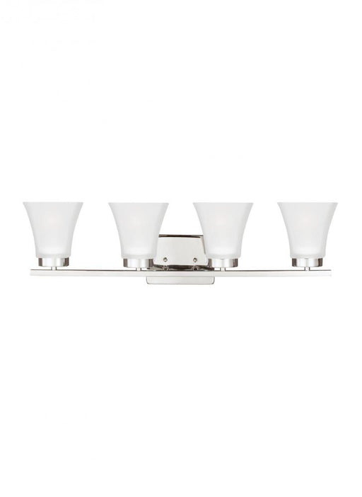 Generation Lighting Bayfield contemporary 4-light LED indoor dimmable bath vanity wall sconce in chrome silver finish wi