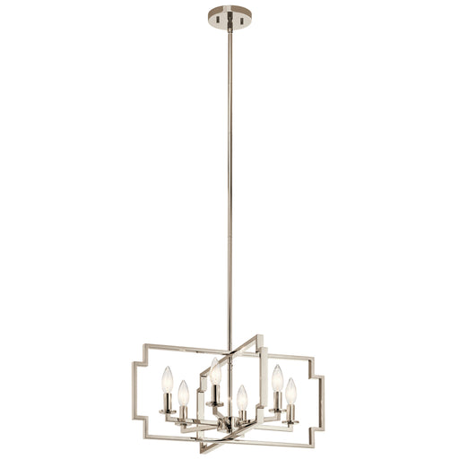 Kichler Downtown Deco 6 Light Convertible Chandelier Polished Nickel