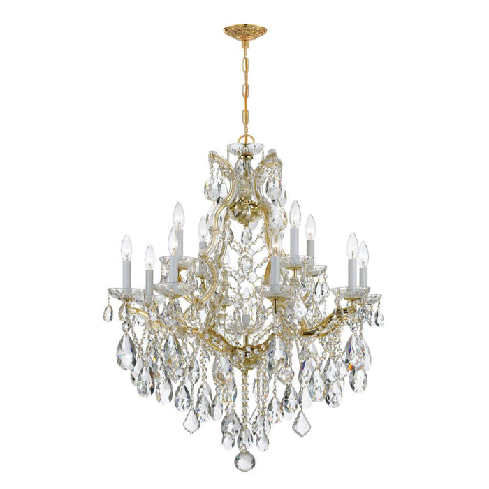 Crystorama Maria Theresa 13 Light Swarovski Strass Crystal Gold Chandelier