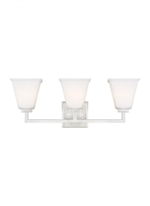 Generation Lighting Ellis Harper classic 3-light indoor dimmable bath vanity wall sconce in brushed nickel silver finish