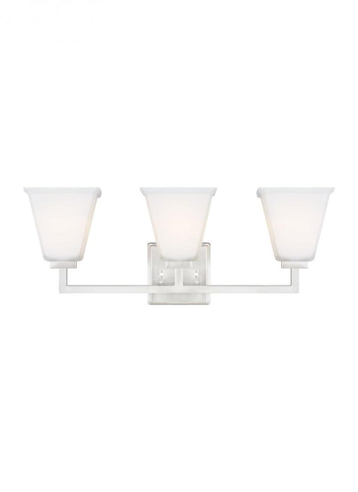 Generation Lighting Ellis Harper classic 3-light indoor dimmable bath vanity wall sconce in brushed nickel silver finish