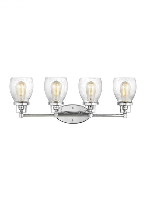 Generation Lighting Belton transitional 4-light indoor dimmable bath vanity wall sconce in chrome silver finish with cle
