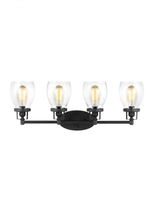 Generation Lighting Belton transitional 4-light indoor dimmable bath vanity wall sconce in midnight black finish with cl