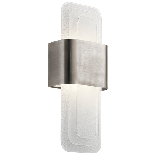 Kichler Serene 17" LED Wall Sconce with Textured White Vitro Mica Diffuser Classic in Pewter