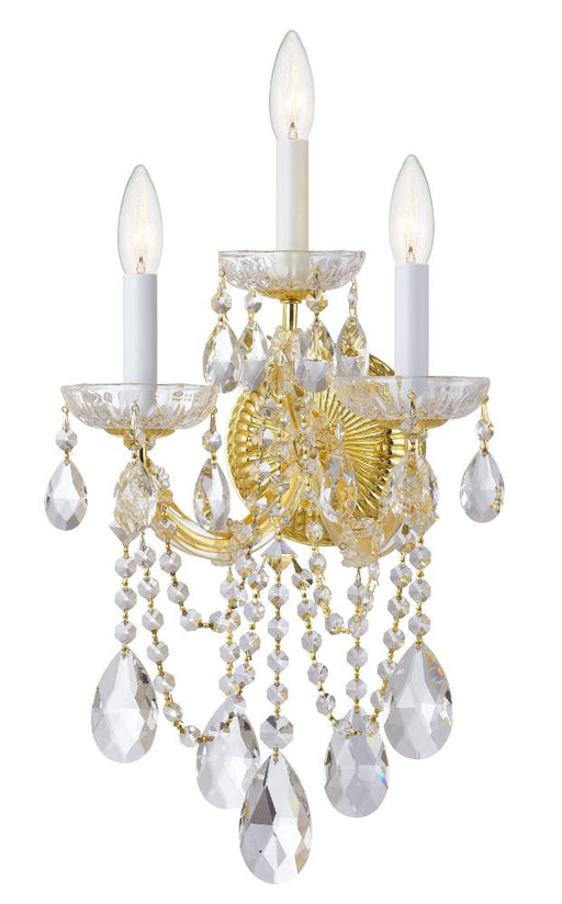 Crystorama Maria Theresa 3 Light Hand Cut Crystal Gold Sconce