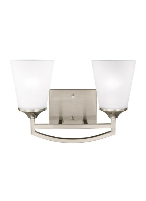 Generation Lighting Hanford traditional 2-light indoor dimmable bath vanity wall sconce in brushed nickel silver finish