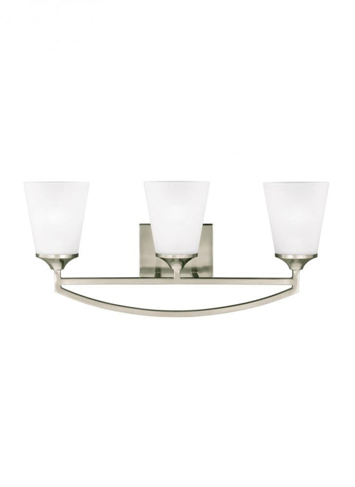 Generation Lighting Hanford traditional 3-light indoor dimmable bath vanity wall sconce in brushed nickel silver finish