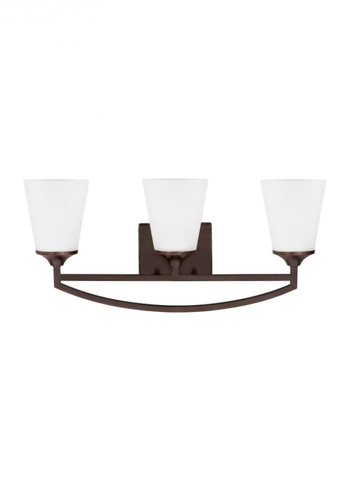 Generation Lighting Hanford traditional 3-light LED indoor dimmable bath vanity wall sconce in bronze finish with satin